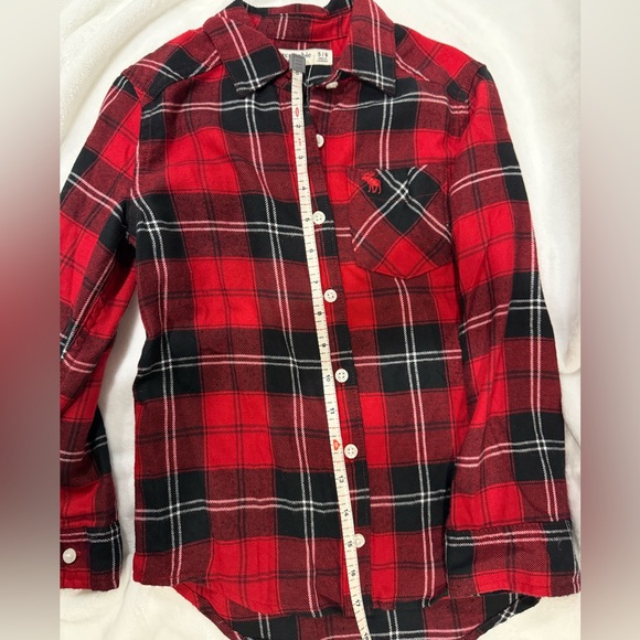 Abercrombie Kids Red Plaid Flannel Button-Up Shirt Size 5/6 Classic Top - Picture 8 of 11